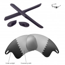 Walleva Transition Polarized Replacemen​t Lenses + Black Rubber Kit For Oakley Fast Jacket XL(OO9156 Series) Sunglasses